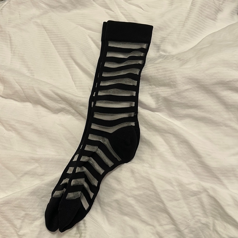 NWOT Sheer/Black Striped Socks